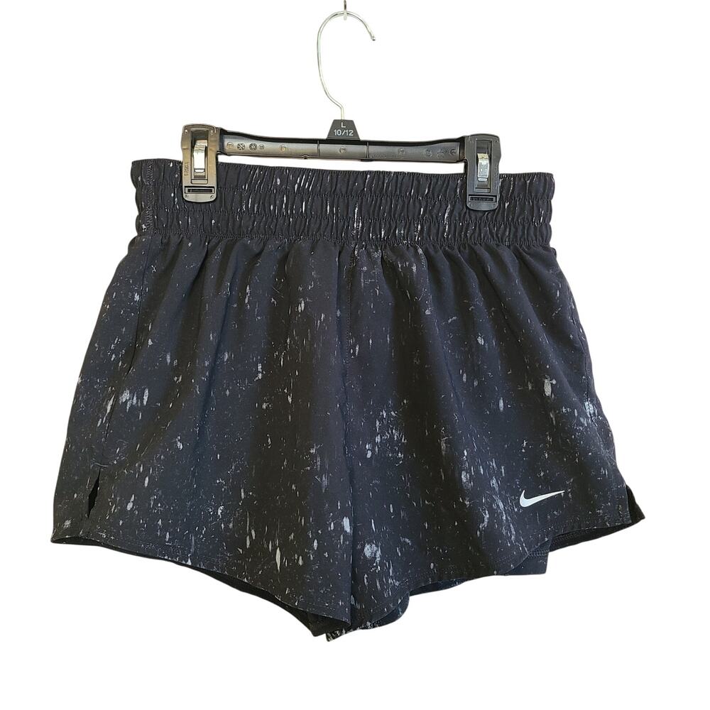 Nike 3" Inseam Compression Short Womens S Mid Rise Black Speckled Stretch Active